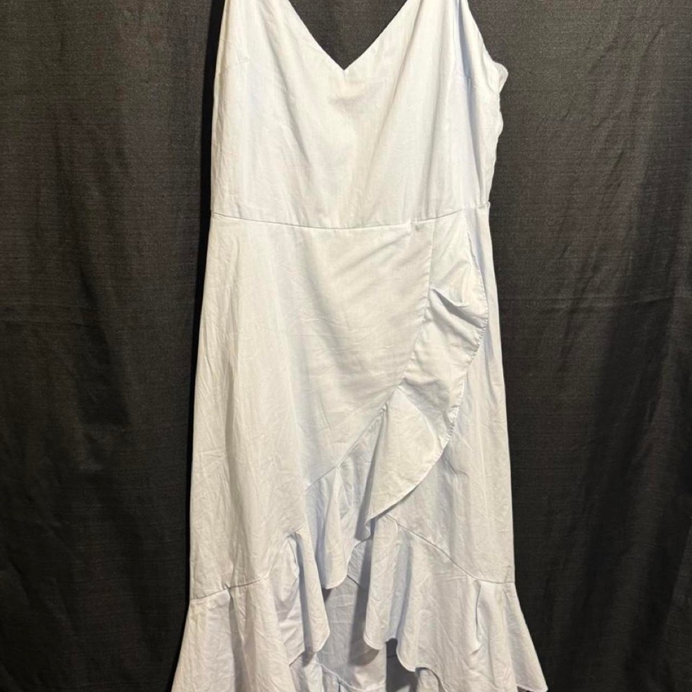LUSH women's pale blue high-low ruffle dress